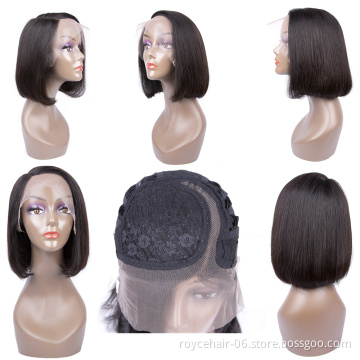 Best Selling Cheap Short Styled Pre Plucked HD Swiss Glueless Side Part Lace Front Human Hair Bob Wigs for Black Women